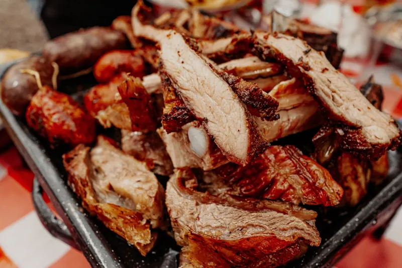 Chopped jerk pork straight off the grill